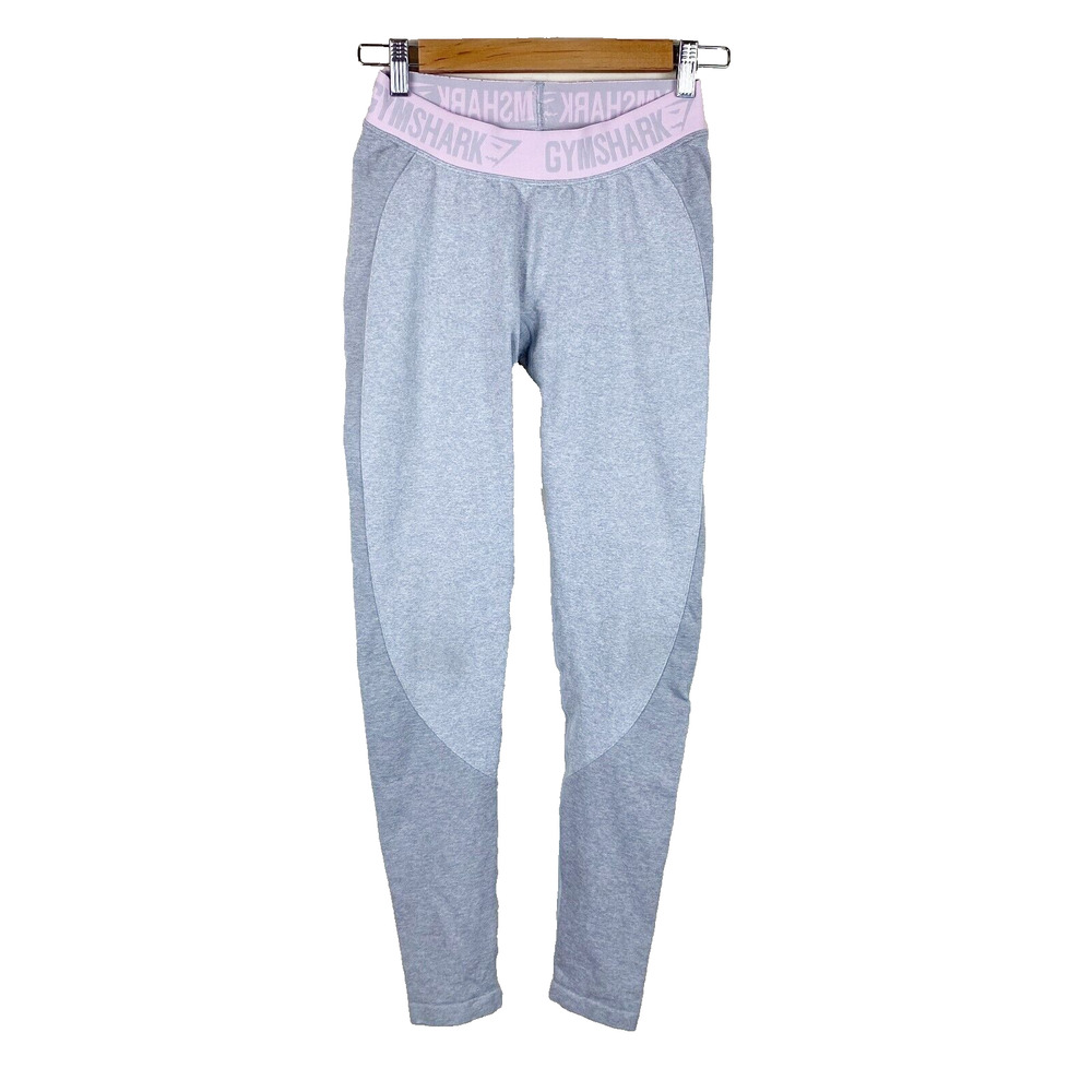 Gymshark Womens Flex Low Rise Leggings Gray Pink Size S Spell Out Athleisure Gym